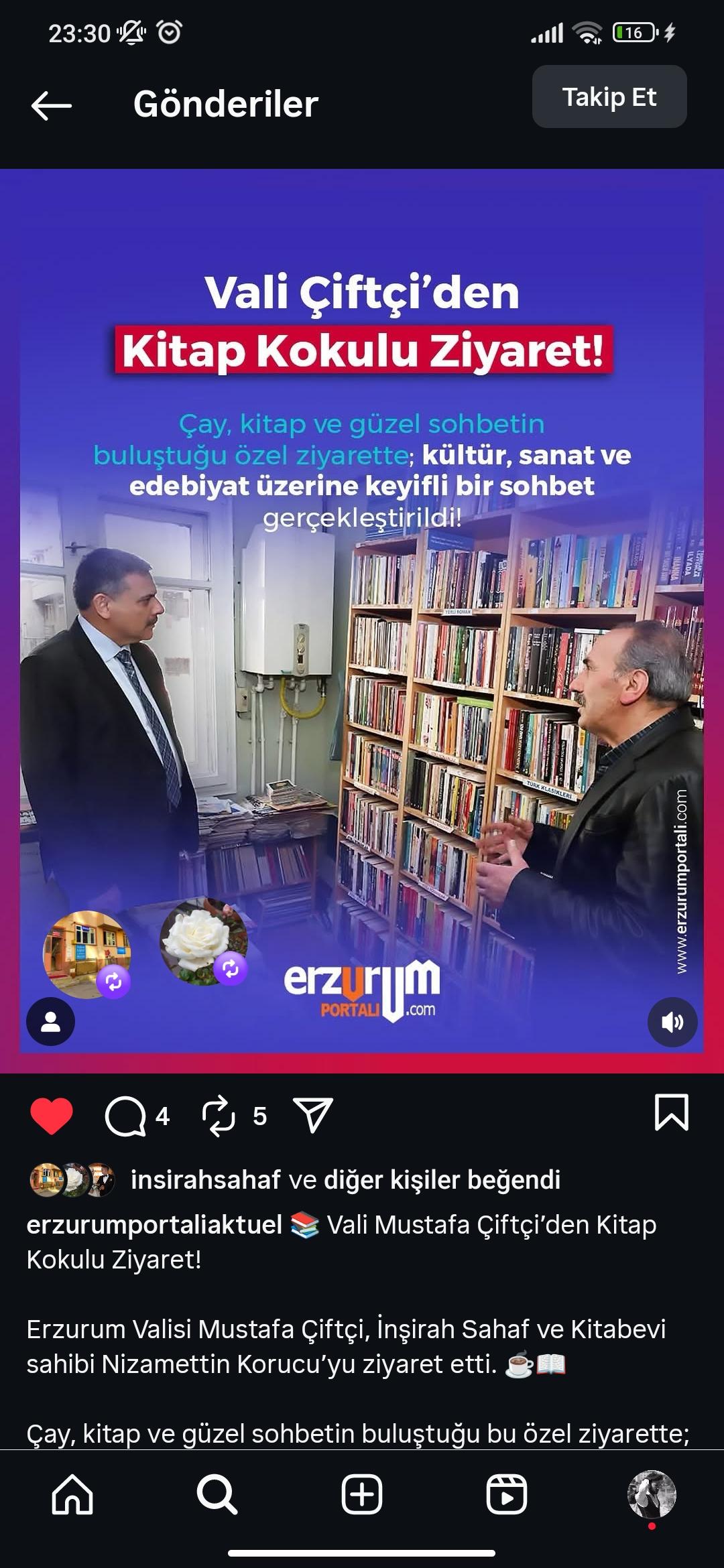 Erzurum Portalı — İnşirah Sahaf haberi